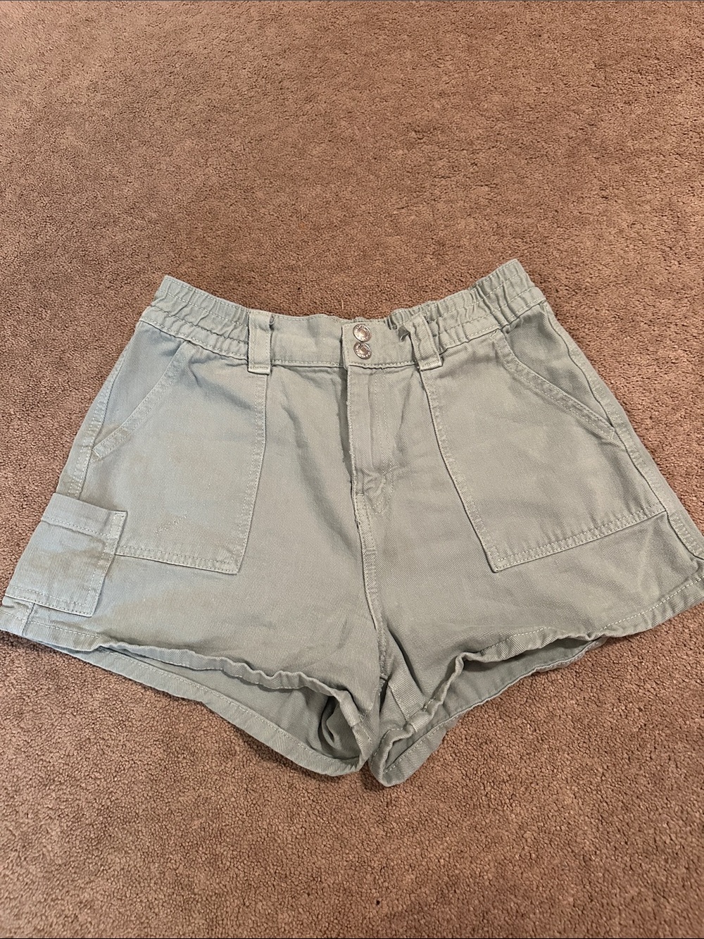 Vanilla Star High-Waist Utility Shorts - Sage